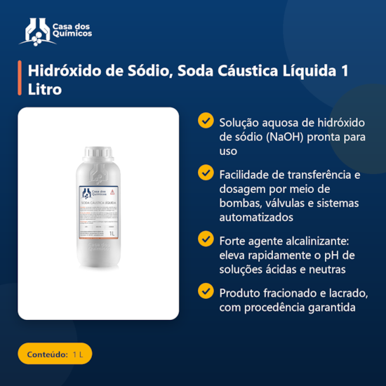 Segunda imagem do produto Hidróxido de Sódio, Soda Cáustica Líquida 1 Litro