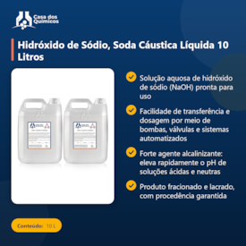 Segunda imagem do produto Hidróxido de Sódio, Soda Cáustica Líquida 10 Litros