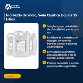 Segunda imagem do produto Hidróxido de Sódio, Soda Cáustica Líquida 15 Litros