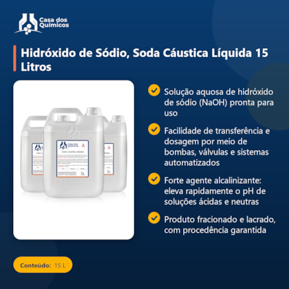 Segunda imagem do produto Hidróxido de Sódio, Soda Cáustica Líquida 15 Litros