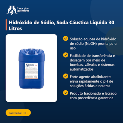 Segunda imagem do produto Hidróxido de Sódio, Soda Cáustica Líquida 30 Litros
