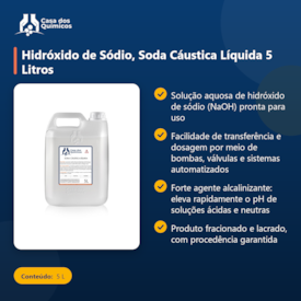 Segunda imagem do produto Hidróxido de Sódio, Soda Cáustica Líquida 5 Litros