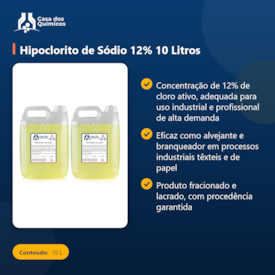 Segunda imagem do produto Hipoclorito de Sódio 12% 10 Litros