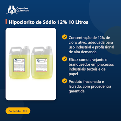 Segunda imagem do produto Hipoclorito de Sódio 12% 10 Litros