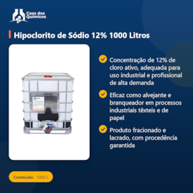 Segunda imagem do produto Hipoclorito de Sódio 12% 1000 Litros