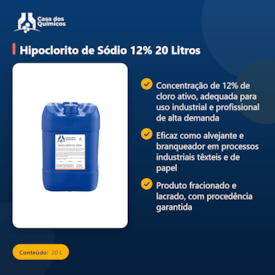 Segunda imagem do produto Hipoclorito de Sódio 12% 20 Litros
