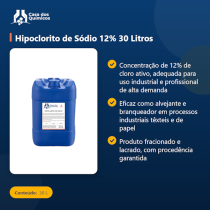 Segunda imagem do produto Hipoclorito de Sódio 12% 30 Litros