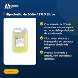 Segunda imagem do produto Hipoclorito de Sódio 12% 5 Litros