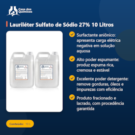 Segunda imagem do produto Lauriléter Sulfato de Sódio 27% 10 Litros