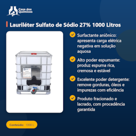 Segunda imagem do produto Lauriléter Sulfato de Sódio 27% 1000 Litros