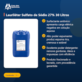 Segunda imagem do produto Lauriléter Sulfato de Sódio 27% 30 Litros