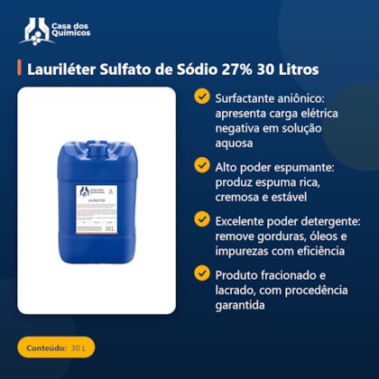 Segunda imagem do produto Lauriléter Sulfato de Sódio 27% 30 Litros