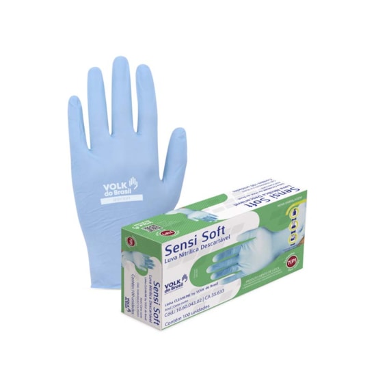 Luva Sensivolk Nitrilica Soft Sem Amido CA 46249 - Caixa com 100 Unidades