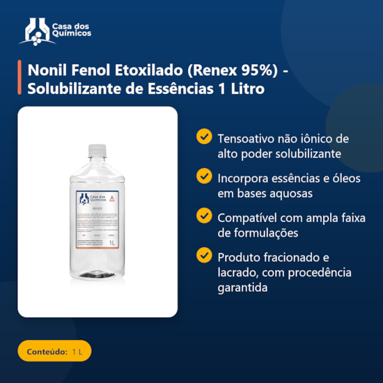 Segunda imagem do produto Nonil Fenol Etoxilado (Renex 95%) - Solubilizante de Essências 1 Litro
