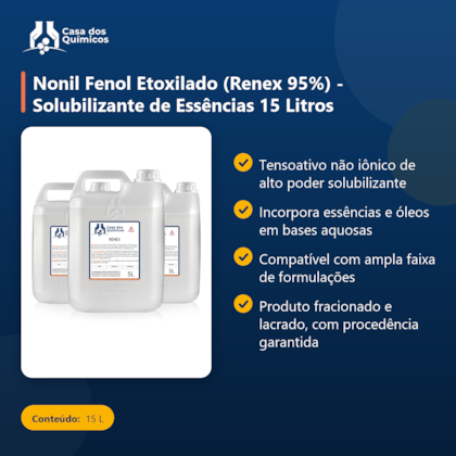 Segunda imagem do produto Nonil Fenol Etoxilado (Renex 95%) - Solubilizante de Essências 15 Litros