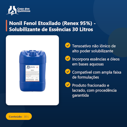 Segunda imagem do produto Nonil Fenol Etoxilado (Renex 95%) - Solubilizante de Essências 30 Litros