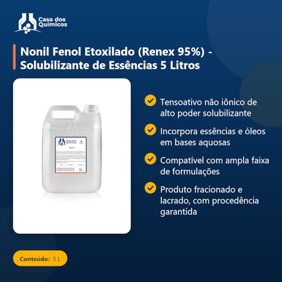 Segunda imagem do produto Nonil Fenol Etoxilado (Renex 95%) - Solubilizante de Essências 5 Litros