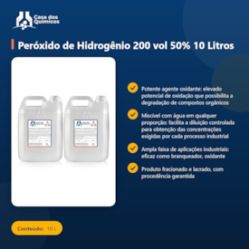 Segunda imagem do produto Peróxido de Hidrogênio 200 vol 50% 10 Litros