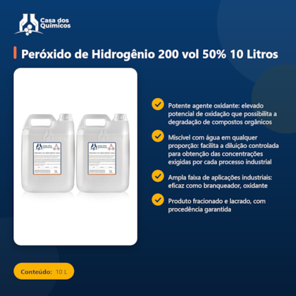 Segunda imagem do produto Peróxido de Hidrogênio 200 vol 50% 10 Litros