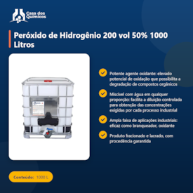Segunda imagem do produto Peróxido de Hidrogênio 200 vol 50% 1000 Litros