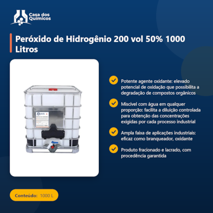 Segunda imagem do produto Peróxido de Hidrogênio 200 vol 50% 1000 Litros