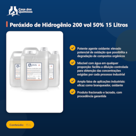 Segunda imagem do produto Peróxido de Hidrogênio 200 vol 50% 15 Litros