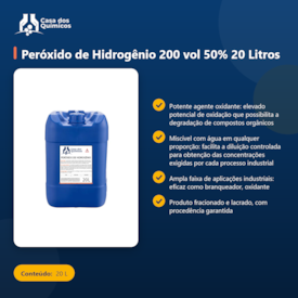 Segunda imagem do produto Peróxido de Hidrogênio 200 vol 50% 20 Litros
