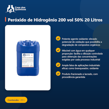 Segunda imagem do produto Peróxido de Hidrogênio 200 vol 50% 20 Litros
