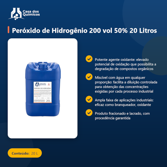 Segunda imagem do produto Peróxido de Hidrogênio 200 vol 50% 20 Litros