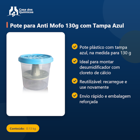 Segunda imagem do produto Pote para Anti Mofo 130g com Tampa Azul