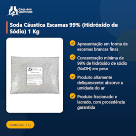 Segunda imagem do produto Soda Cáustica Escamas 99% (Hidróxido de Sódio) 1 Kg