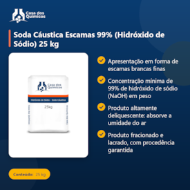 Segunda imagem do produto Soda Cáustica Escamas 99% (Hidróxido de Sódio) 25 kg