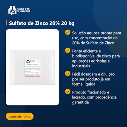 Segunda imagem do produto Sulfato de Zinco 20% 20 kg
